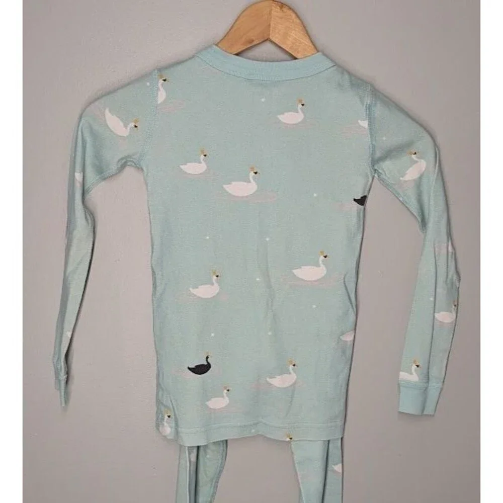 Hanna Andersson Blue Swan Pajama Long John Set Size 120/6-7 *READ